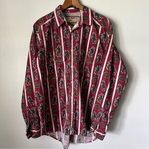 VTG Levi’s All Over Print Prospector Gold Rush Cowboy Retro Western Button 90s M